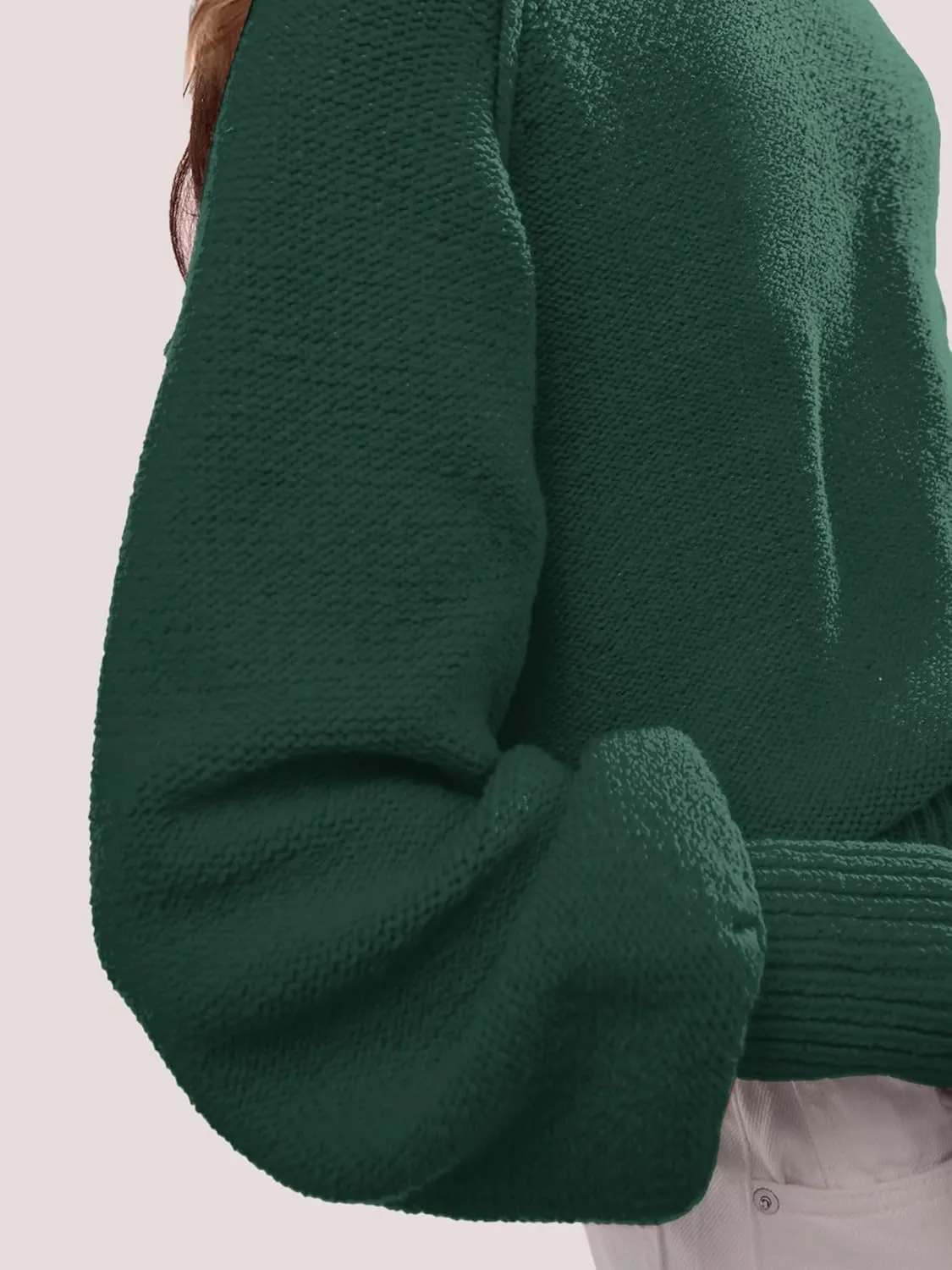 SuperPrity Sweaters for Women Fall 2024 Mock Neck Long Sleeve Knit Oversized Cropped Pullover Sweaters Top Trendy Outfits