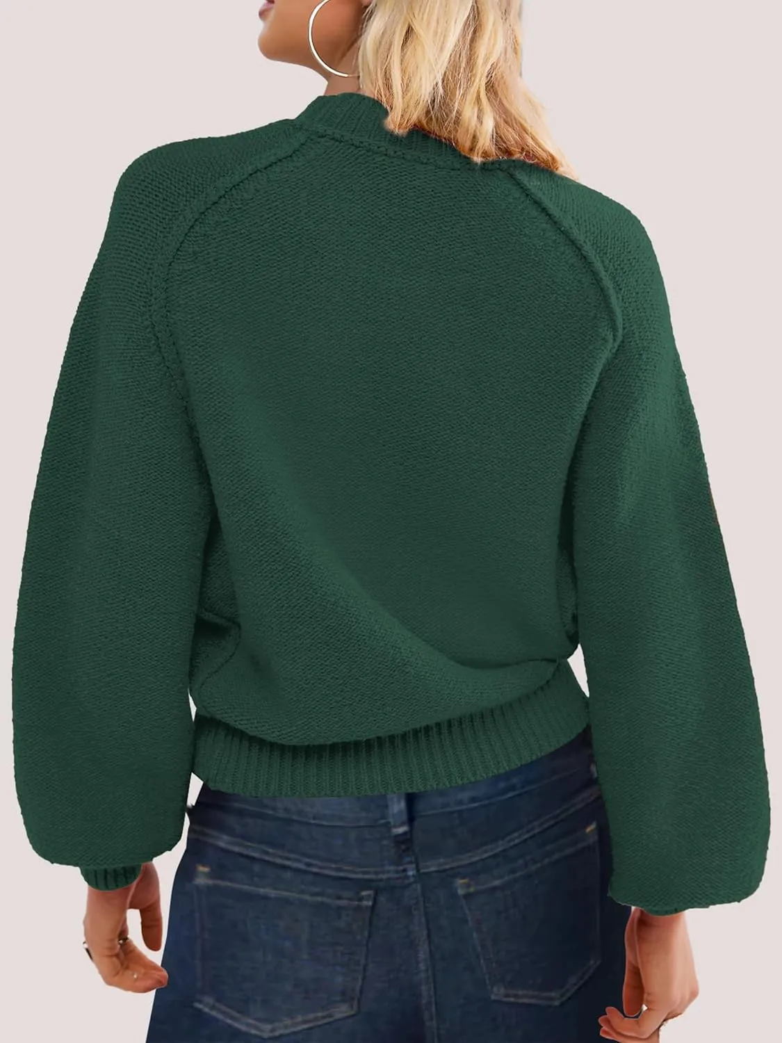 SuperPrity Sweaters for Women Fall 2024 Mock Neck Long Sleeve Knit Oversized Cropped Pullover Sweaters Top Trendy Outfits