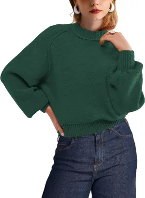 SuperPrity Sweaters for Women Fall 2024 Mock Neck Long Sleeve Knit Oversized Cropped Pullover Sweaters Top Trendy Outfits