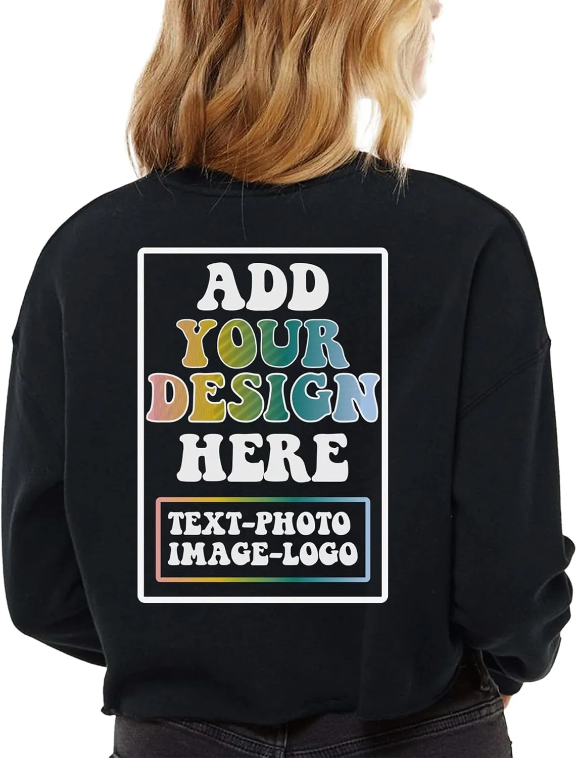 TEEAMORE Custom Women's Lightweight Crop Crewneck Sweatshirt Stylish & Cozy Fit 2-Side
