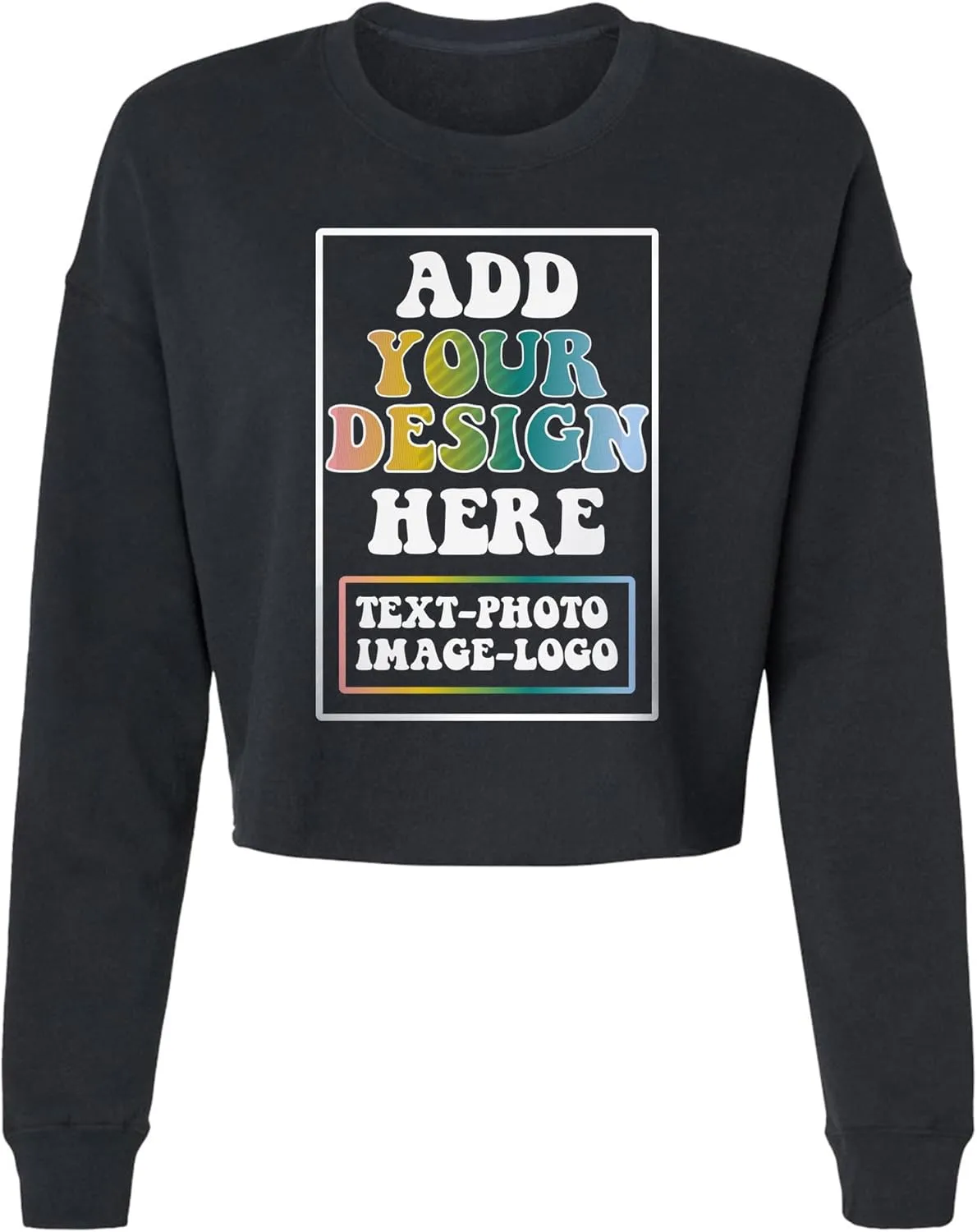 TEEAMORE Custom Women's Lightweight Crop Crewneck Sweatshirt Stylish & Cozy Fit 2-Side