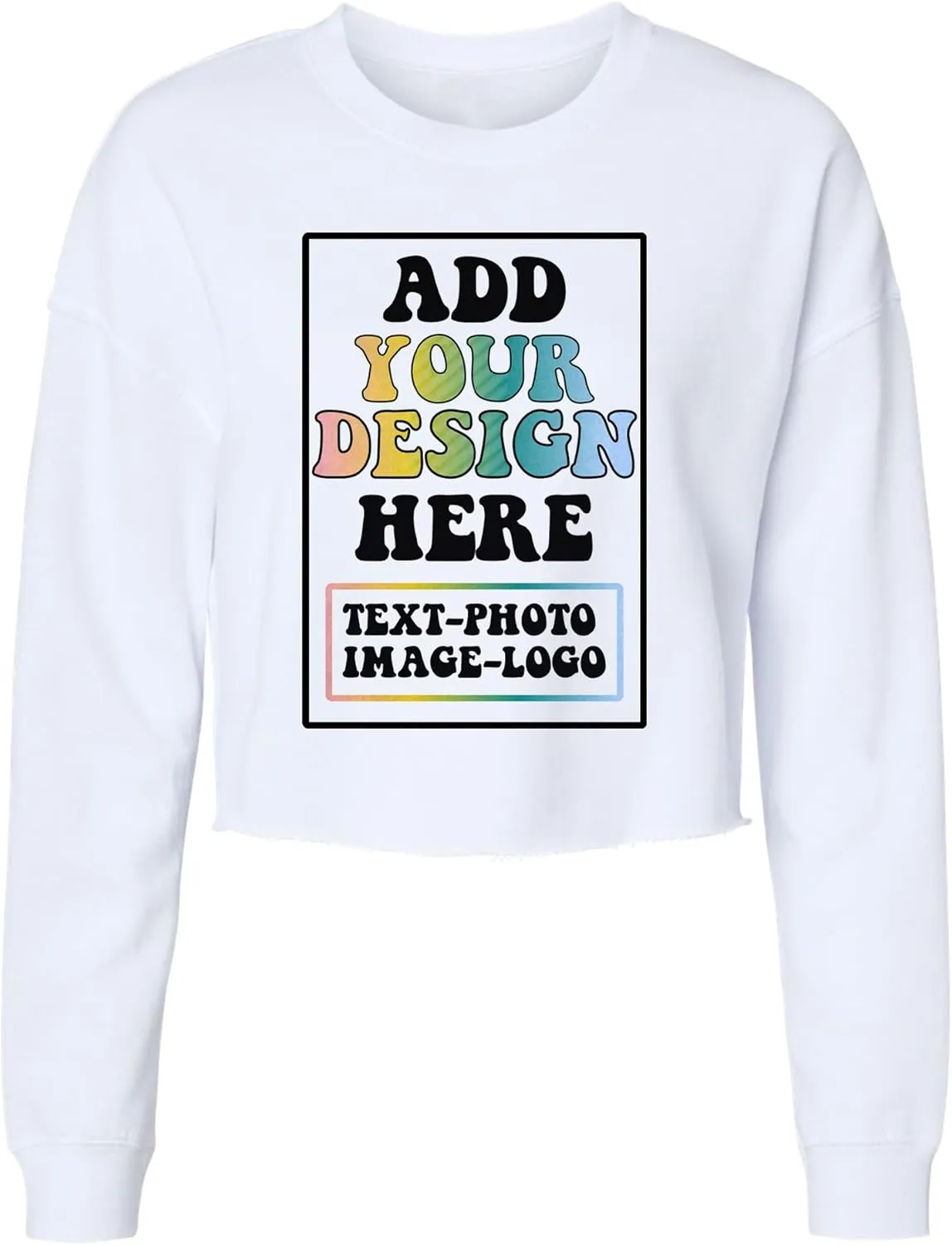 TEEAMORE Custom Women's Lightweight Crop Crewneck Sweatshirt Stylish & Cozy Fit 2-Side