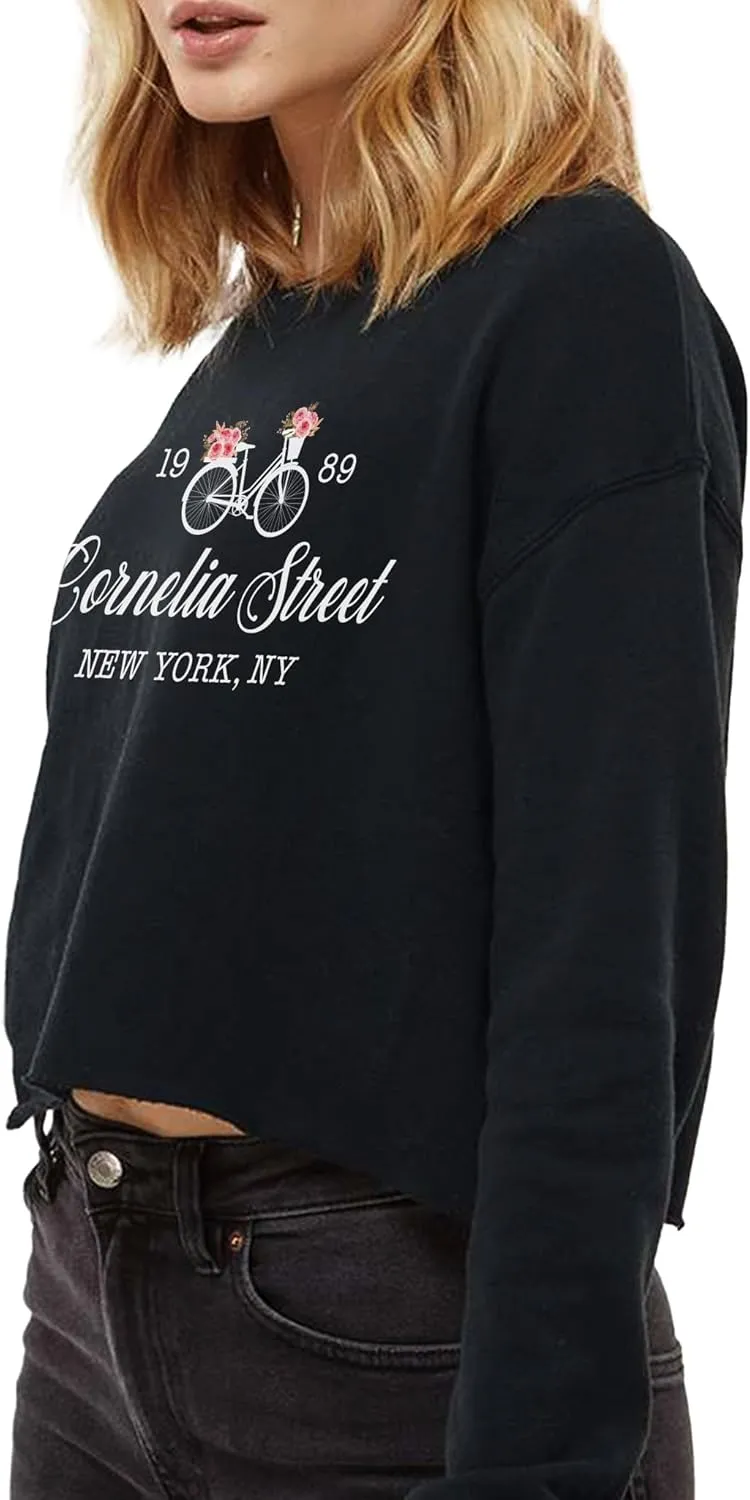 TEEAMORE Custom Women's Lightweight Crop Crewneck Sweatshirt Stylish & Cozy Fit 2-Side