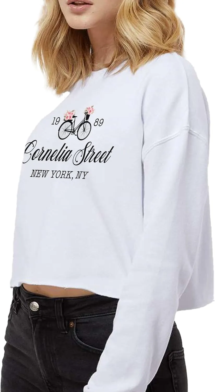 TEEAMORE Custom Women's Lightweight Crop Crewneck Sweatshirt Stylish & Cozy Fit 2-Side