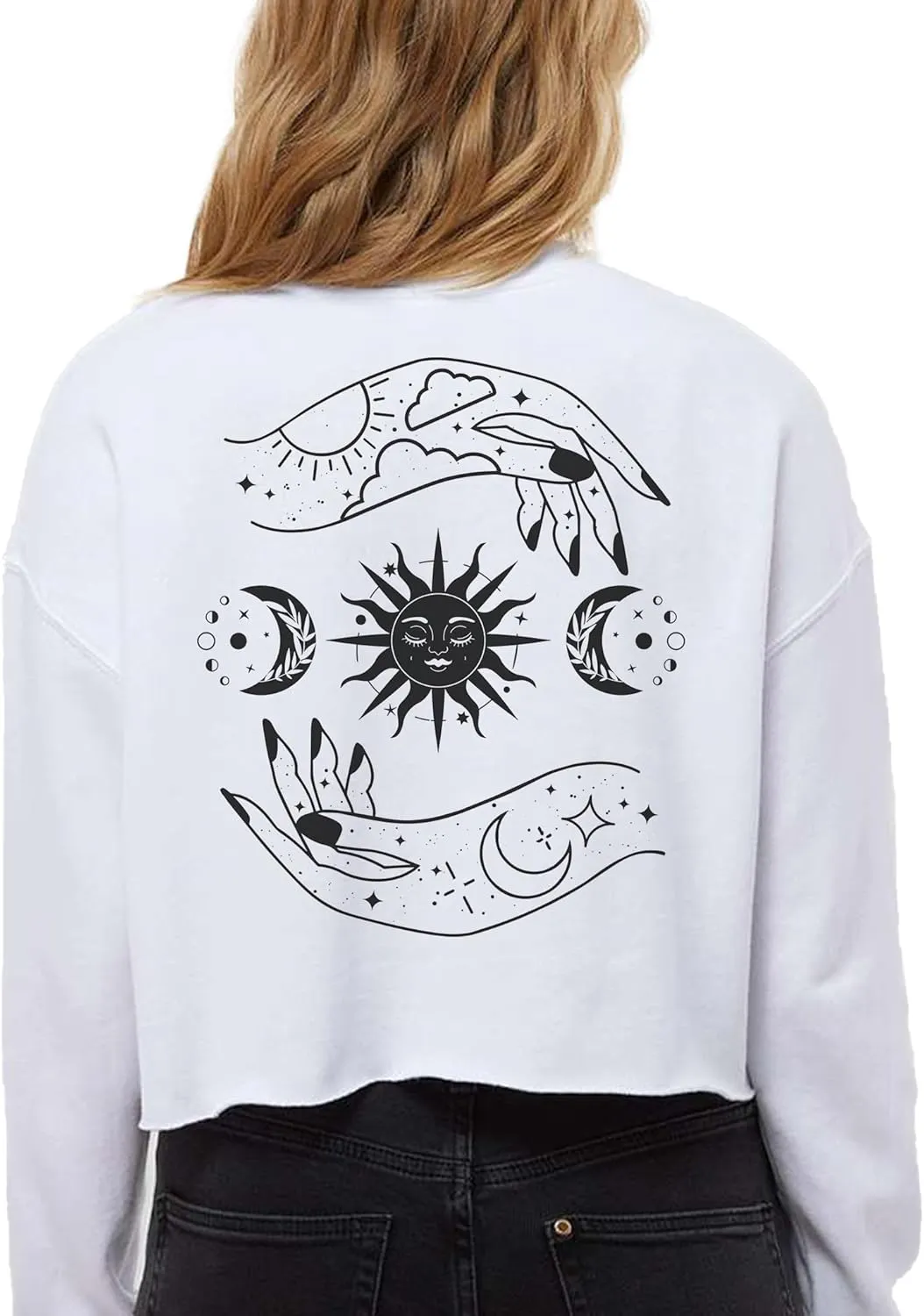 TEEAMORE Custom Women's Lightweight Crop Crewneck Sweatshirt Stylish & Cozy Fit 2-Side