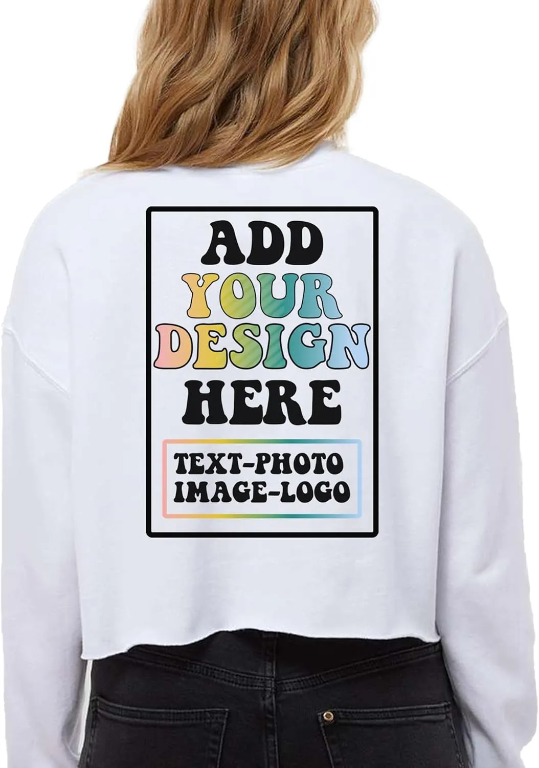TEEAMORE Custom Women's Lightweight Crop Crewneck Sweatshirt Stylish & Cozy Fit 2-Side