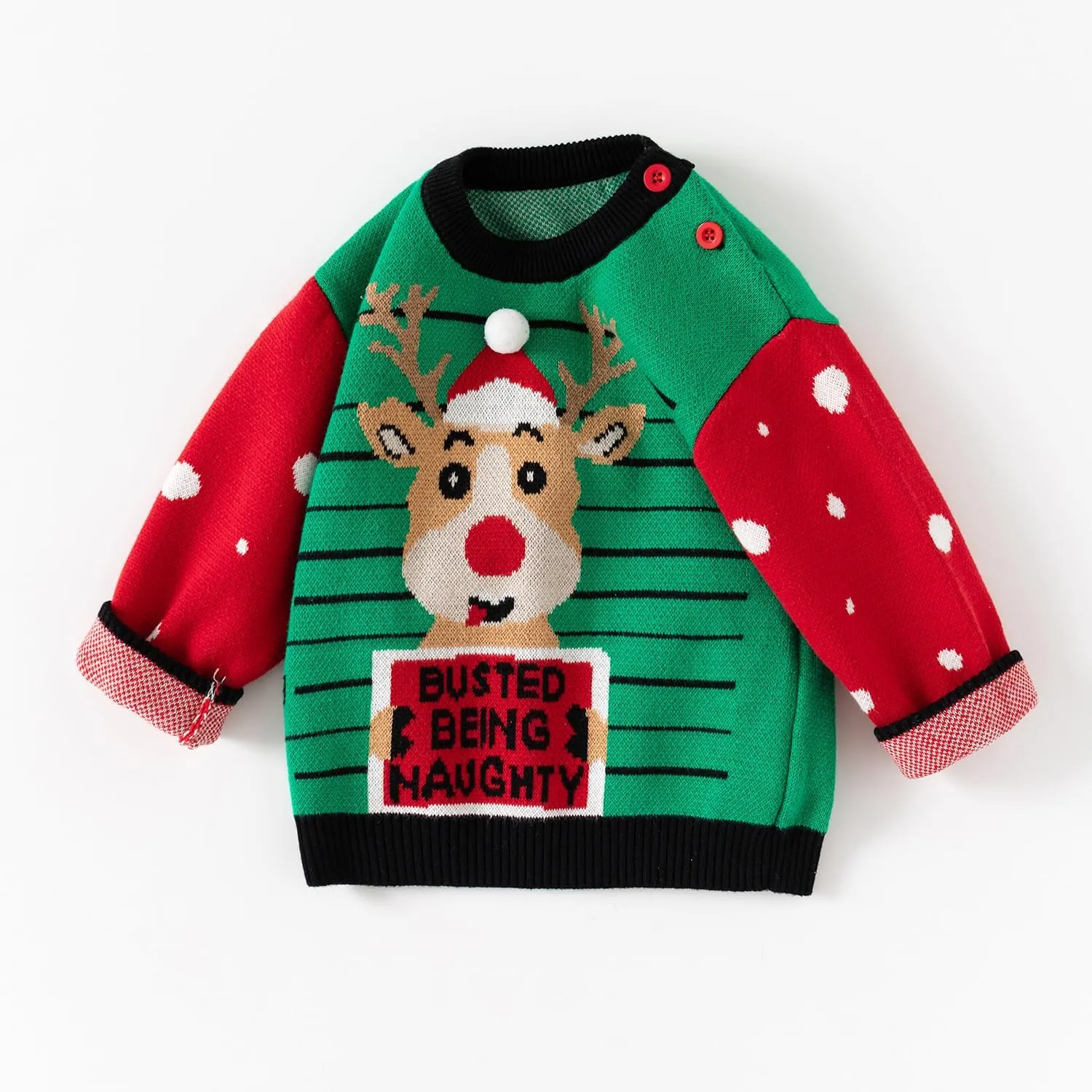 Ugly Christmas Sweater for Babies and Toddlers, Funny Dinosaur Santa Claus Knitted Sweatshirt Holiday Pullover Tops for Kids